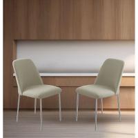 Conjunto 2 Cadeiras Londres Linho Off White Metal Champanhe - 2