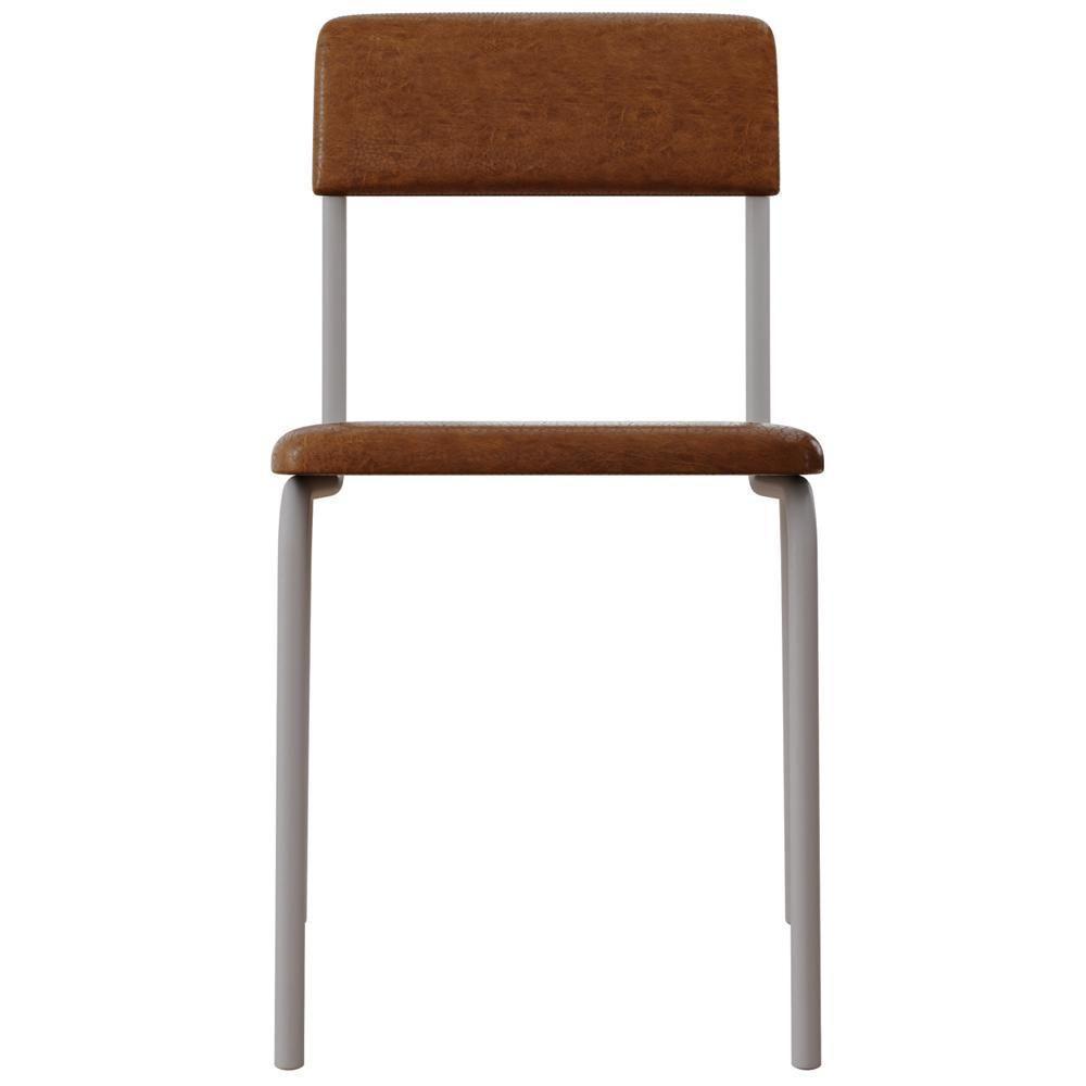 Kit 08 Cadeiras Estofada Para Sala De Jantar Sense Branco C01 Courino Caramelo - Lyam Decor - 3