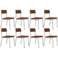 Kit 08 Cadeiras Estofada Para Sala De Jantar Sense Branco C01 Courino Caramelo - Lyam Decor - 1