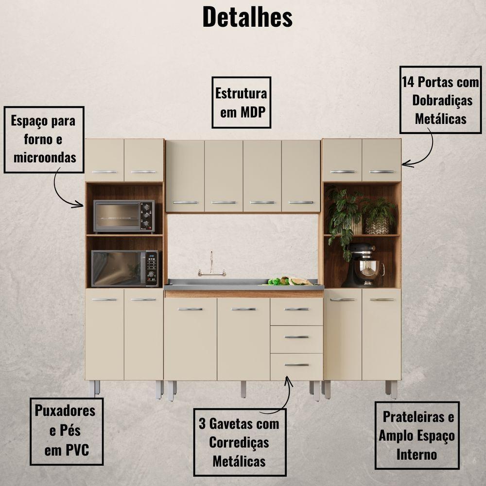 Cozinha Modulada Completa 4 Peças Mara Savana Off White Moblis - 3