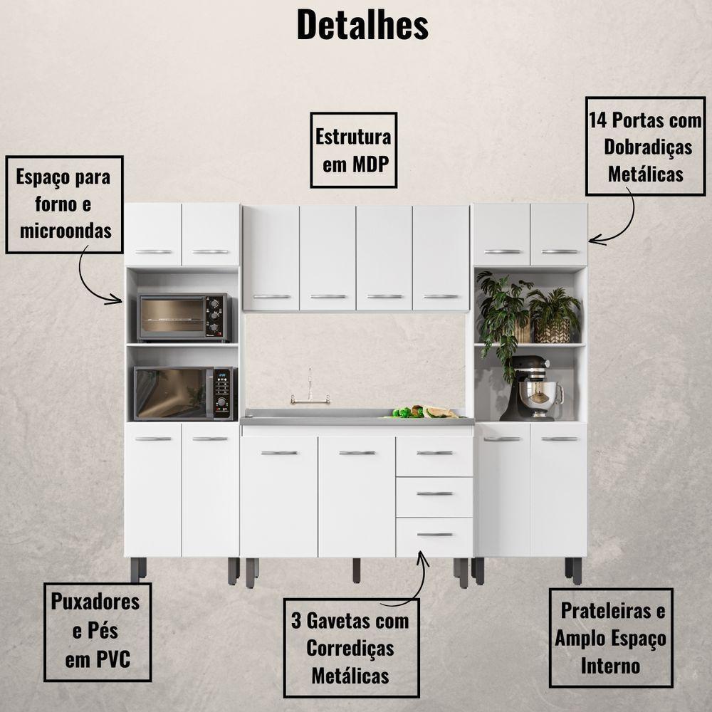 Cozinha Modulada Completa 4 Peças Mara Branco Moblis - 3