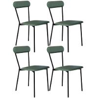 Kit 04 Cadeiras Estofada Para Sala De Jantar Liora Preto C01 Courino Verde Sálvia - Lyam Decor - 1