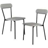 Kit 02 Cadeiras Estofada Para Sala De Jantar Liora Preto C01 Courino Off White - Lyam Decor - 1