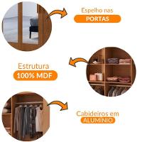 Guarda Roupa Casal Hera Premium Com Espelho 8 Portas Moderna Naturalle - 6