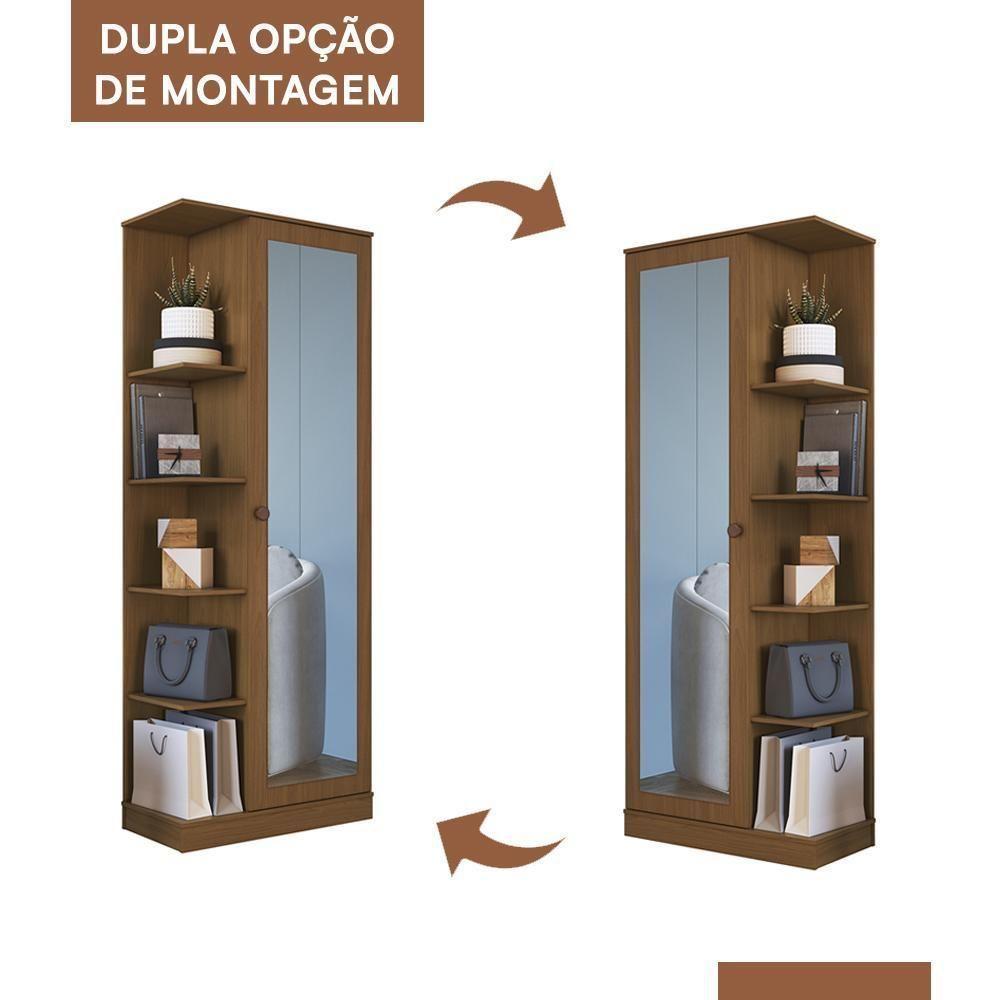 Armário Multiuso Sapateira Camile 1 Porta Freijó Com Espelho - Indékes Freijó - 4