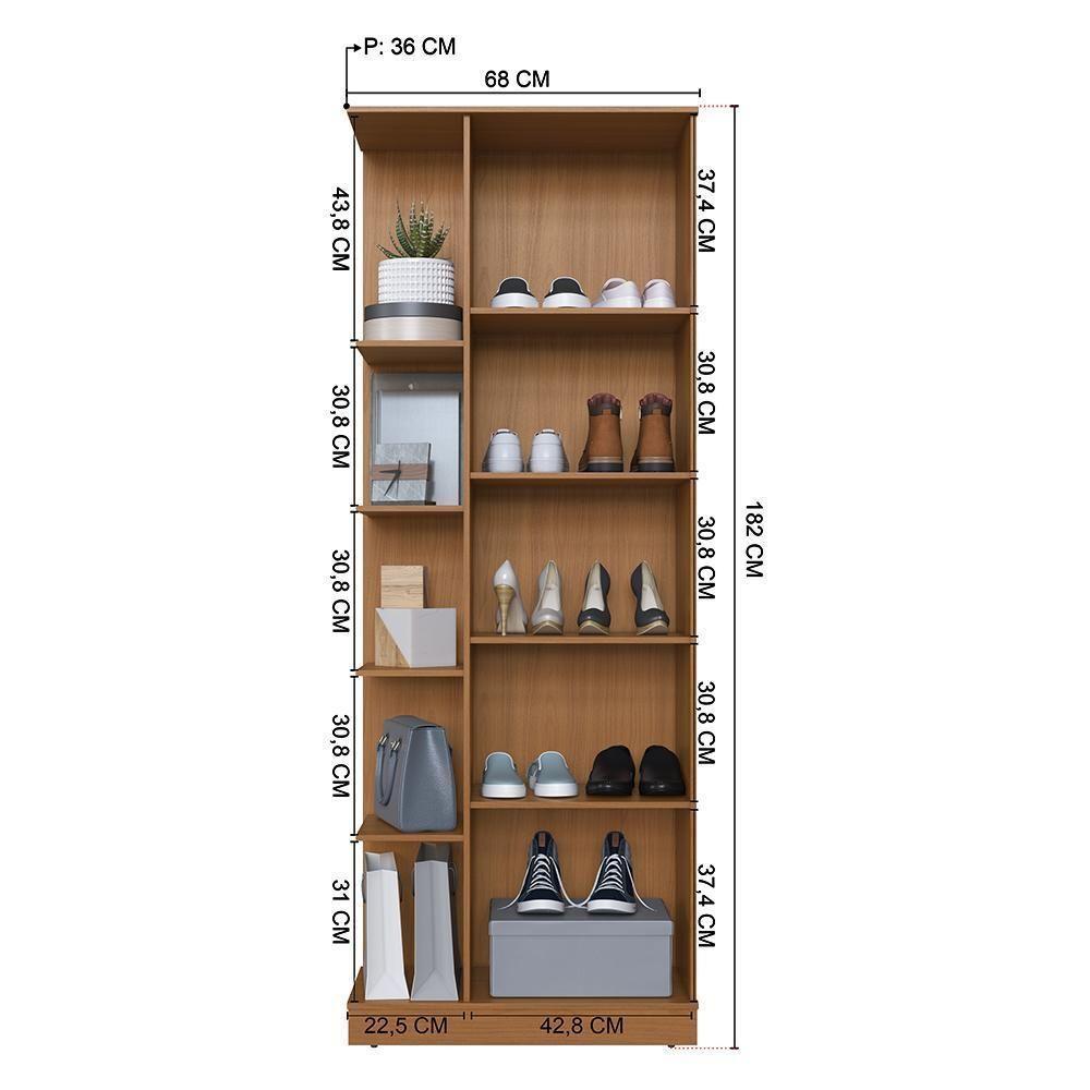Armário Multiuso Sapateira Camile 1 Porta Freijó Com Espelho - Indékes Freijó - 5
