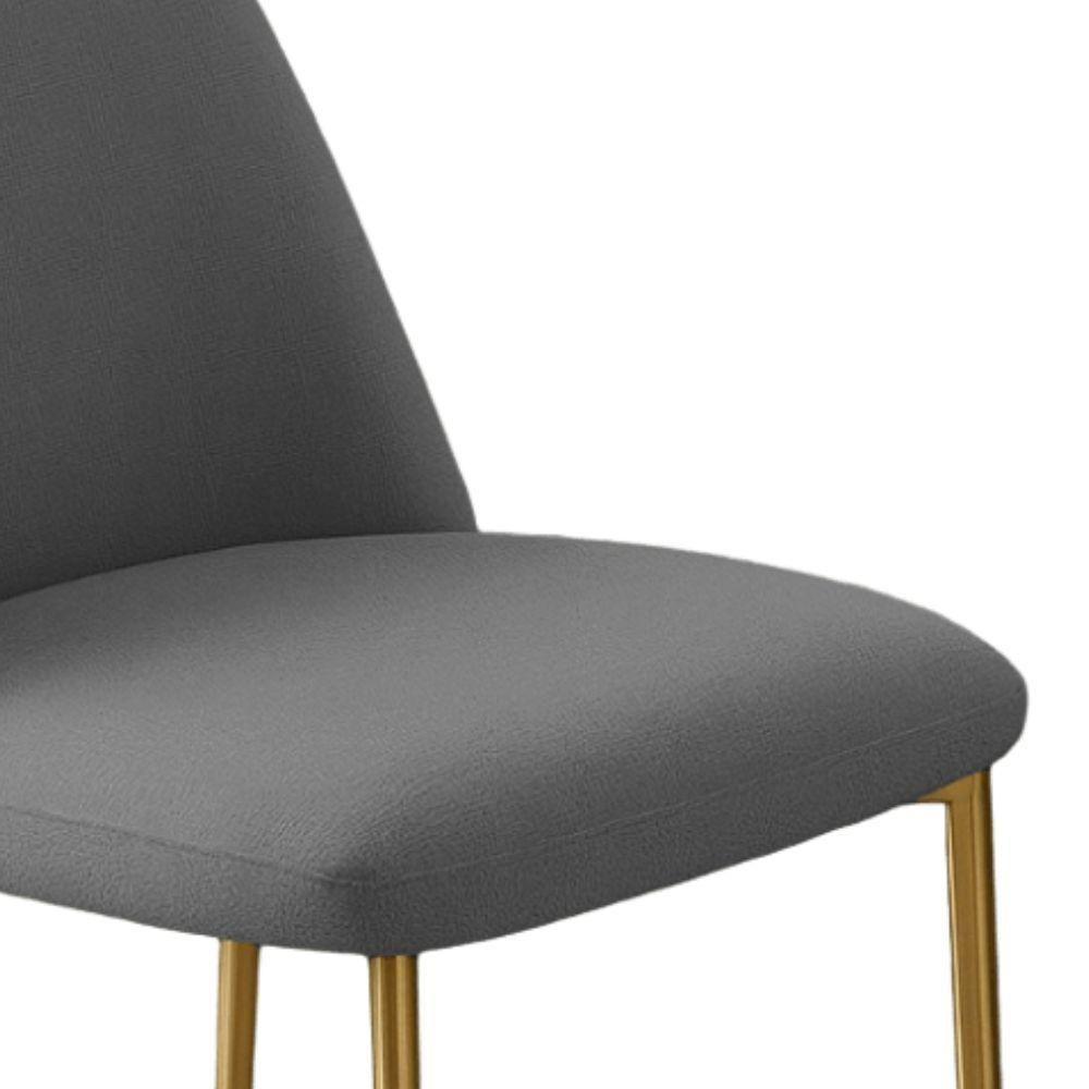 Conjunto 2 Cadeiras Londres Linho Cinza Escuro Metal Dourado - 5