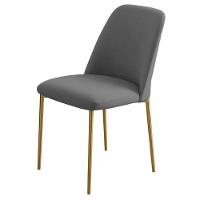 Conjunto 2 Cadeiras Londres Linho Cinza Escuro Metal Dourado