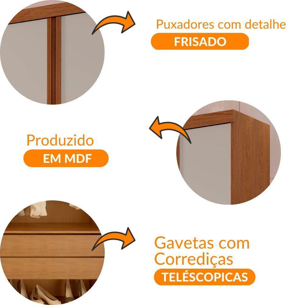 Guarda Roupa Casal Boston 6 Portas 4 Gavetas Moderna Imbuia - 6