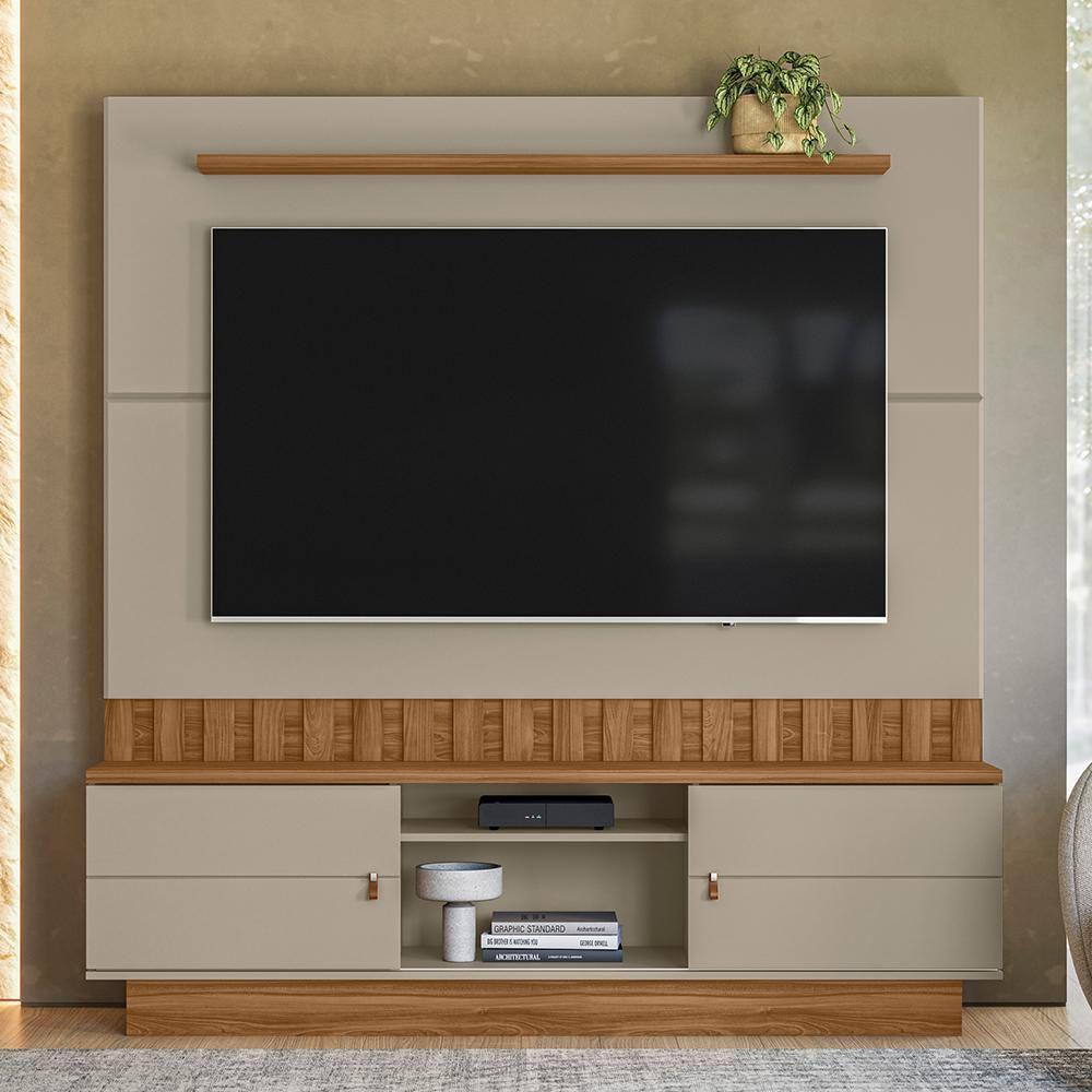 Estante Home Florianópolis 175cm Grigio Fosco-amêndoa Para Tv Até 70? - Mobler Grigio Fosco-amêndoa - 2