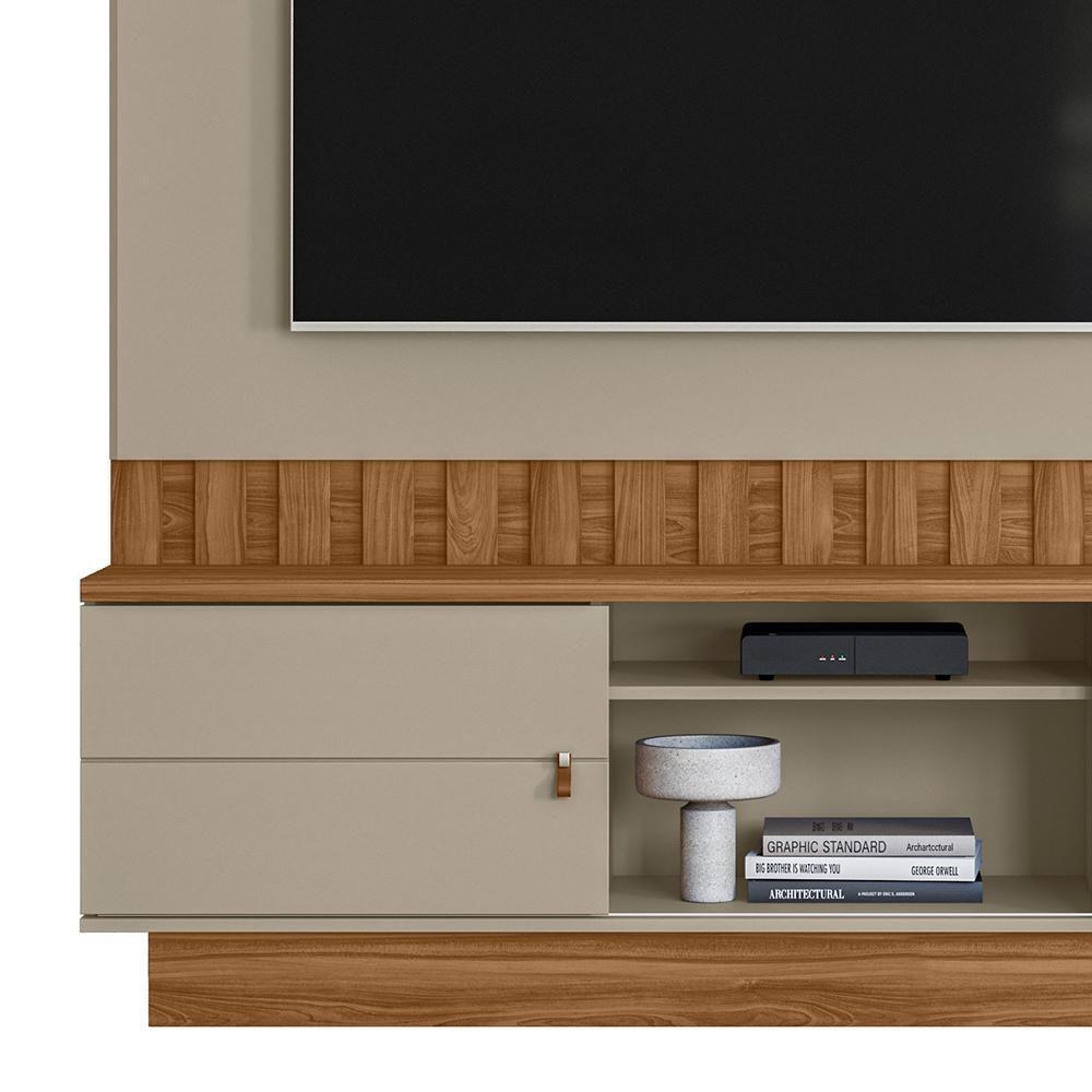 Estante Home Florianópolis 175cm Grigio Fosco-amêndoa Para Tv Até 70? - Mobler Grigio Fosco-amêndoa - 3