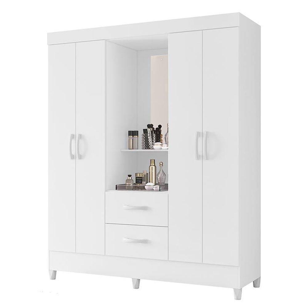 Guarda Roupa Capelinha Mobi 4 Portas Flex Branco Fosco- Móveis Albatroz Branco Fosco - 1
