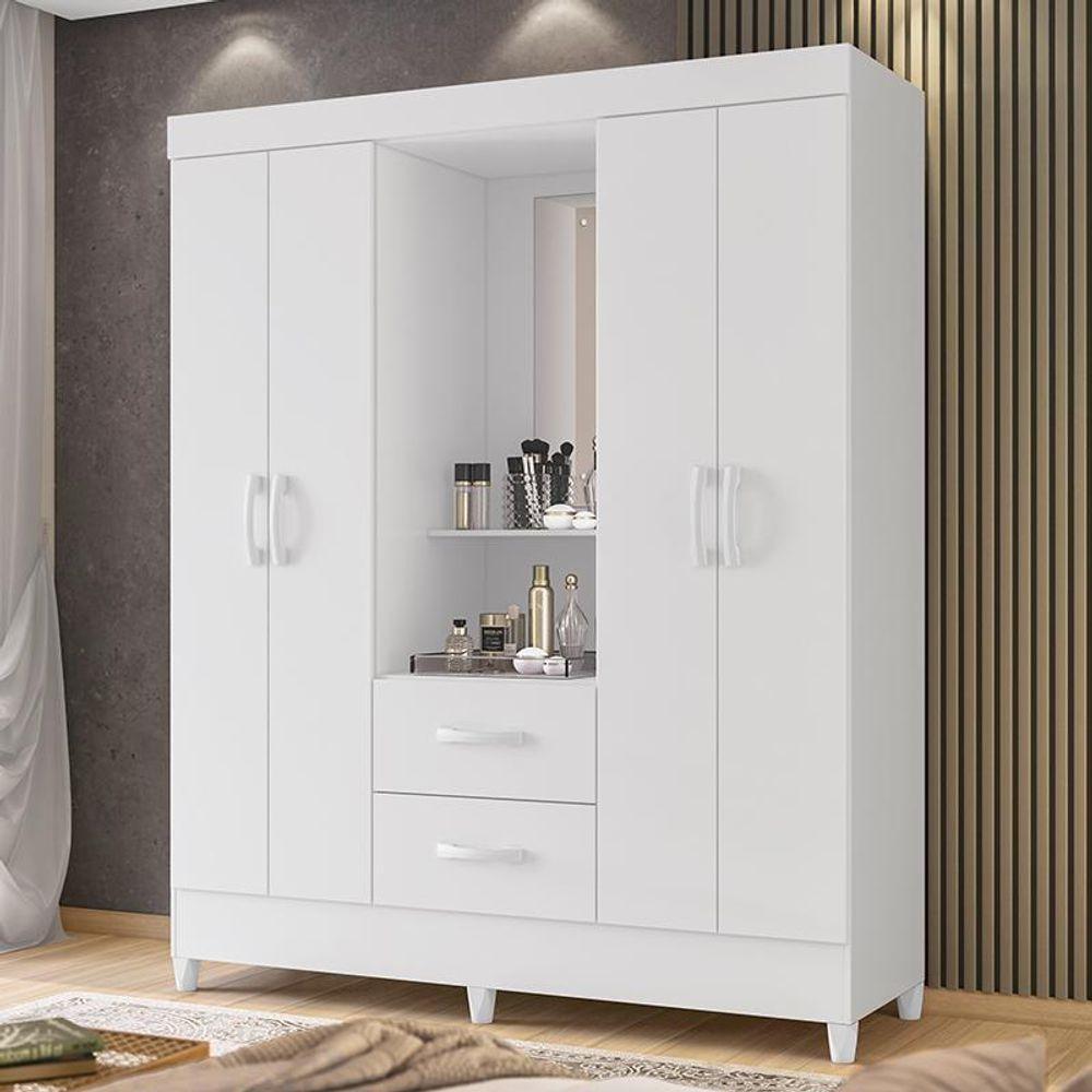 Guarda Roupa Capelinha Mobi 4 Portas Flex Branco Fosco- Móveis Albatroz Branco Fosco - 2
