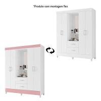 Guarda Roupa Capelinha Mobi 4 Portas Flex Branco Fosco- Móveis Albatroz Branco Fosco
