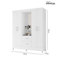 Guarda Roupa Capelinha Mobi 4 Portas Flex Branco Fosco- Móveis Albatroz Branco Fosco - 5