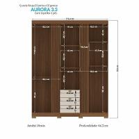 Guarda Roupa Aurora 3.3 Ripado 3 Portas E 3 Gavetas Jatobá-areia Com Espelho E Pés - Santos Andirá Jatobá-areia - 4