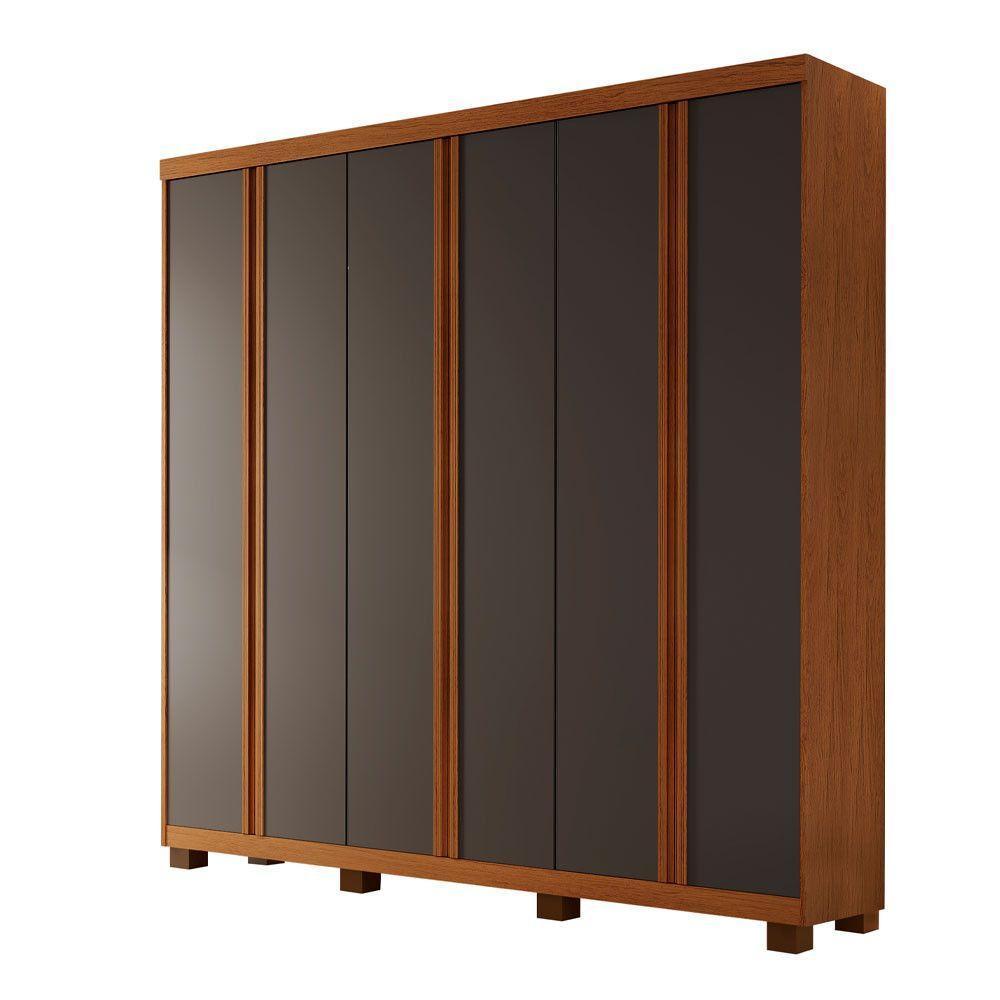 Guarda Roupa Casal Boston 6 Portas Com Pés Moderna Imbuia Com Grafite - 2