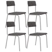 Kit 04 Cadeiras Estofada Para Sala De Jantar Sense Branco C01 Linho Prata - Lyam Decor - 1