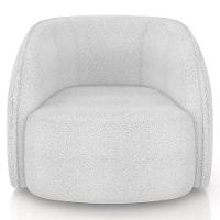 Kit Sofá 4 Lugares Eron 318cm Com Poltrona Giratória Angelina M03 Bouclê Branco - Lyam Decor