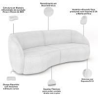 Kit Sofá 4 Lugares Eron 318cm Com Poltrona Giratória Angelina M03 Bouclê Branco - Lyam Decor - 5