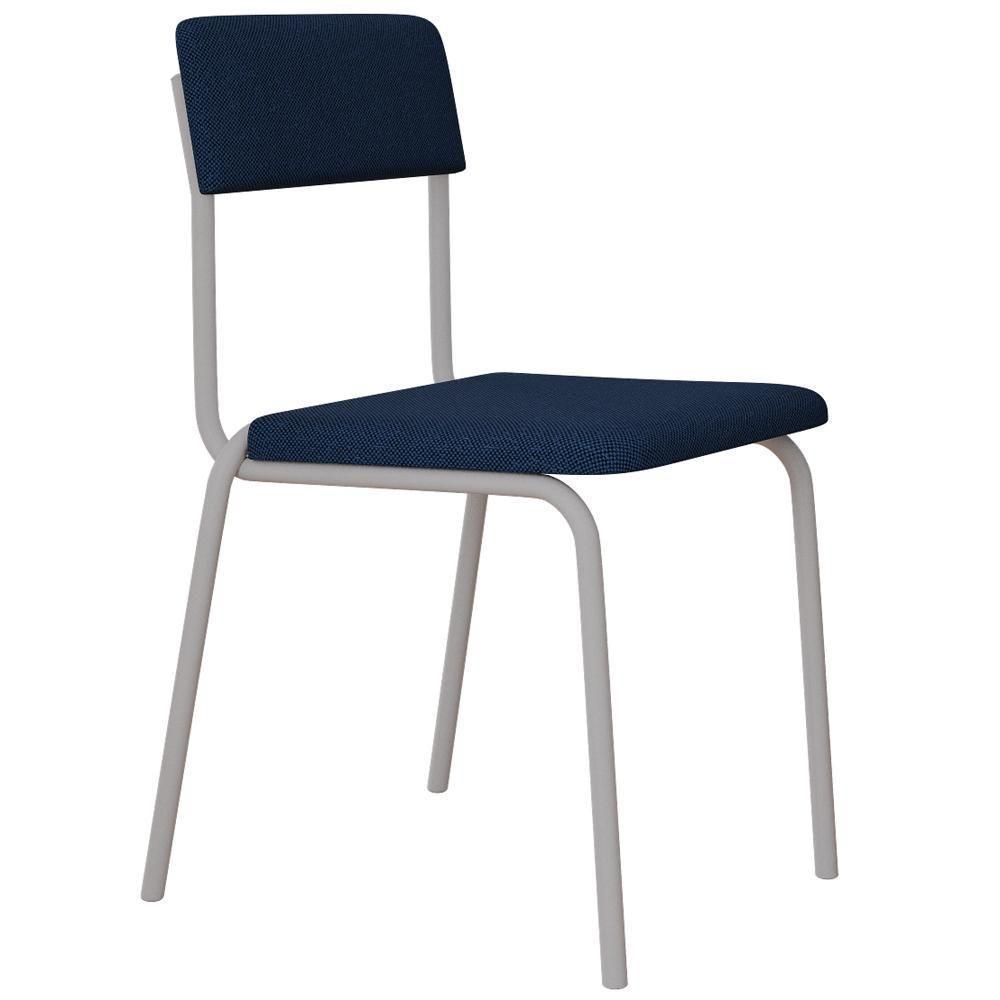 Kit 06 Cadeiras Estofada Para Sala De Jantar Sense Branco C01 Linho Azul Escuro - Lyam Decor - 8