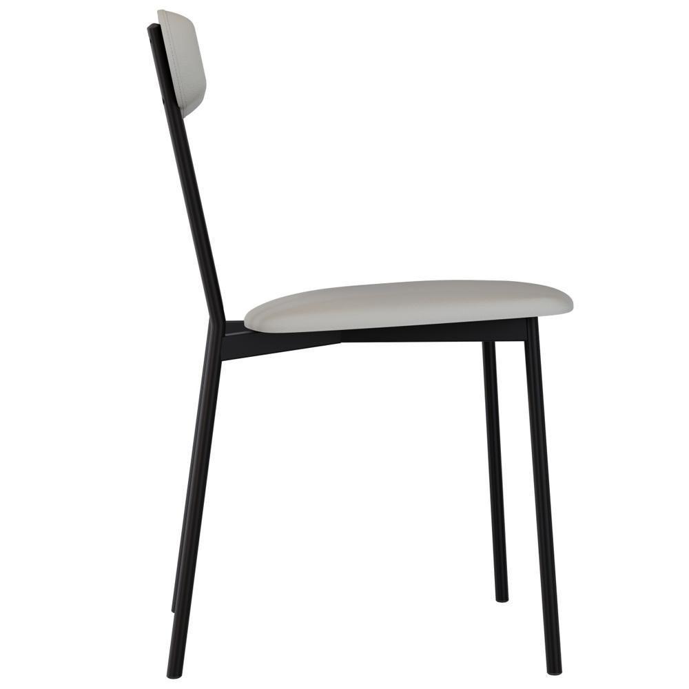 Kit 06 Cadeiras Estofada Para Sala De Jantar Liora Preto C01 Courino Off White - Lyam Decor - 8
