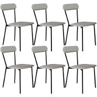 Kit 06 Cadeiras Estofada Para Sala De Jantar Liora Preto C01 Courino Off White - Lyam Decor - 1