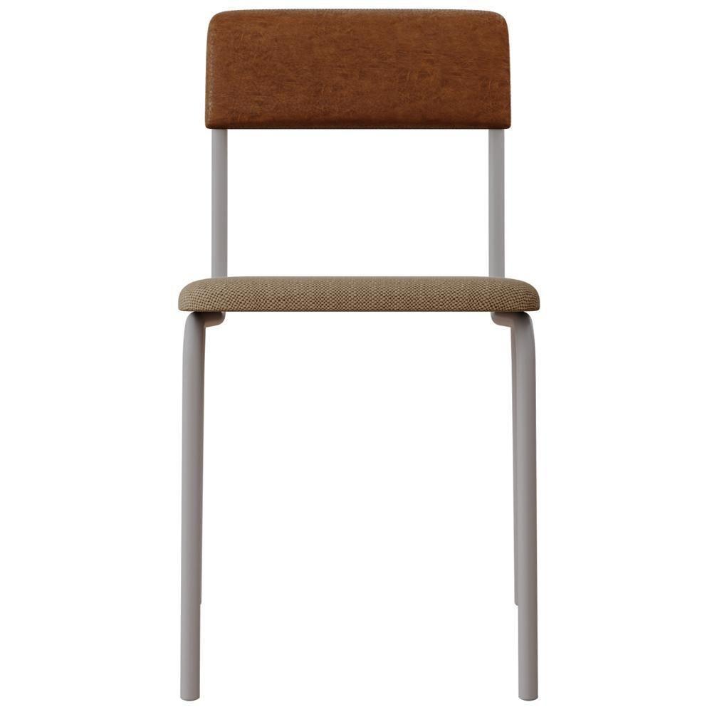 Kit 06 Cadeiras Estofada Para Sala De Jantar Sense Branco C01 Linho Areia Courino Caramelo - Lyam Decor - 3