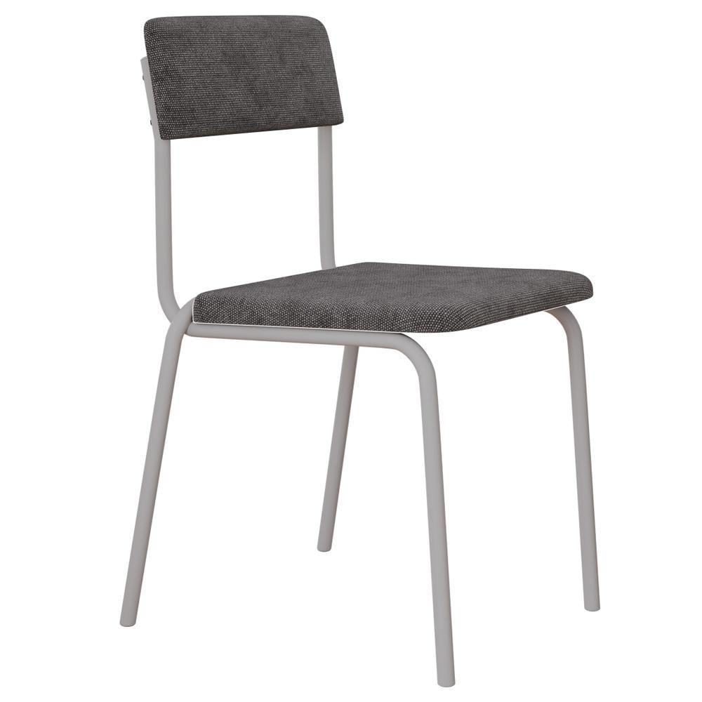 Kit 06 Cadeiras Estofada Para Sala De Jantar Sense Branco C01 Linho Prata - Lyam Decor - 6