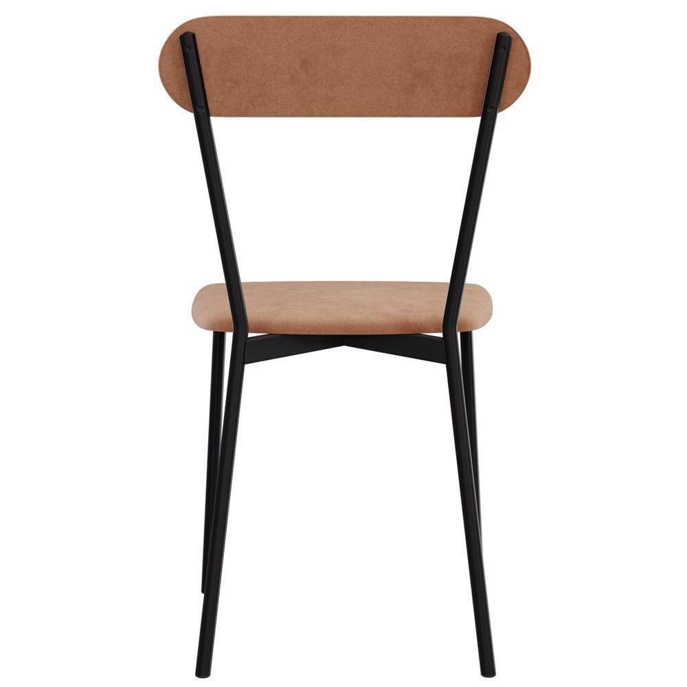 Kit 03 Cadeiras Estofada Para Sala De Jantar Liora Preto C01 Veludo Bege - Lyam Decor - 9