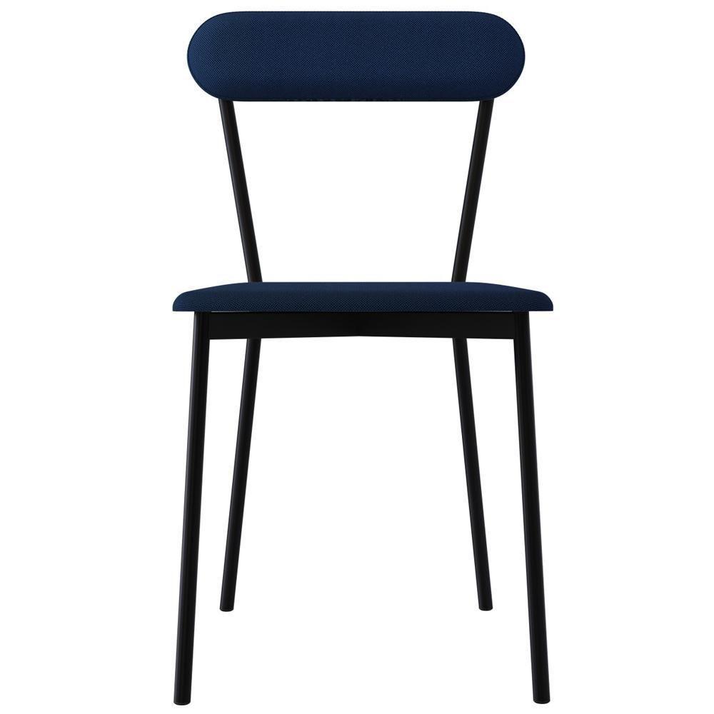 Kit 02 Cadeiras Estofada Para Sala De Jantar Liora Preto C01 Linho Azul - Lyam Decor - 3