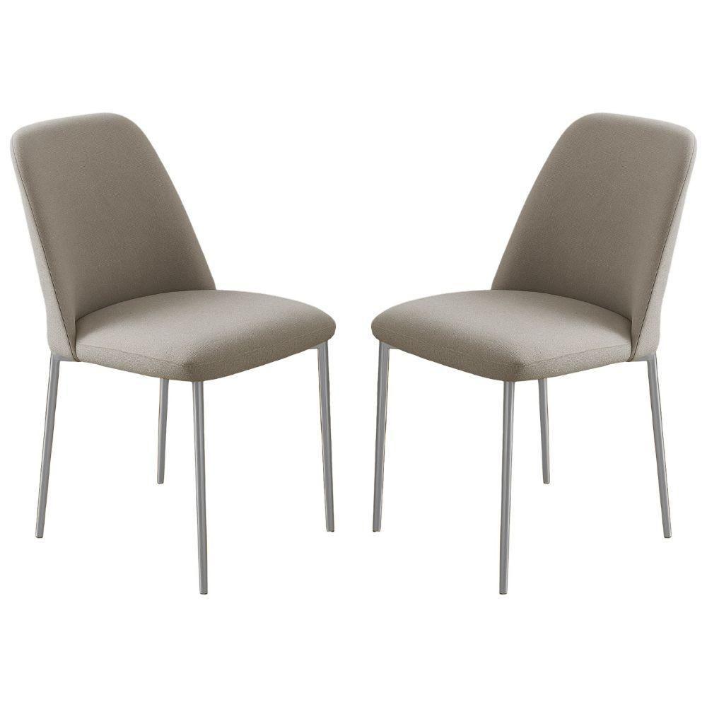 Conjunto 2 Cadeiras Londres Linho Bege Metal Champanhe - 1