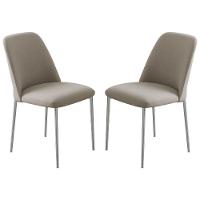 Conjunto 2 Cadeiras Londres Linho Bege Metal Champanhe - 1