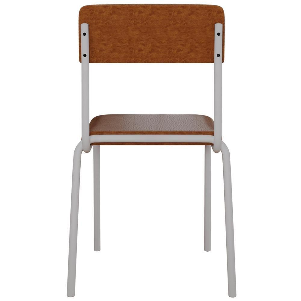 Kit 06 Cadeiras Estofada Para Sala De Jantar Sense Branco C01 Courino Caramelo - Lyam Decor - 9