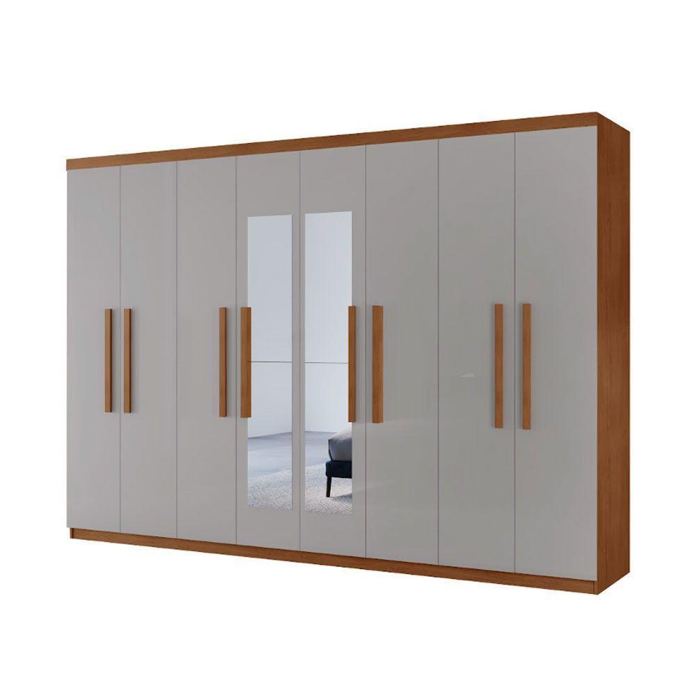 Guarda Roupa Casal Hera Premium Com Espelho 8 Portas Moderna Naturalle/off White - 2