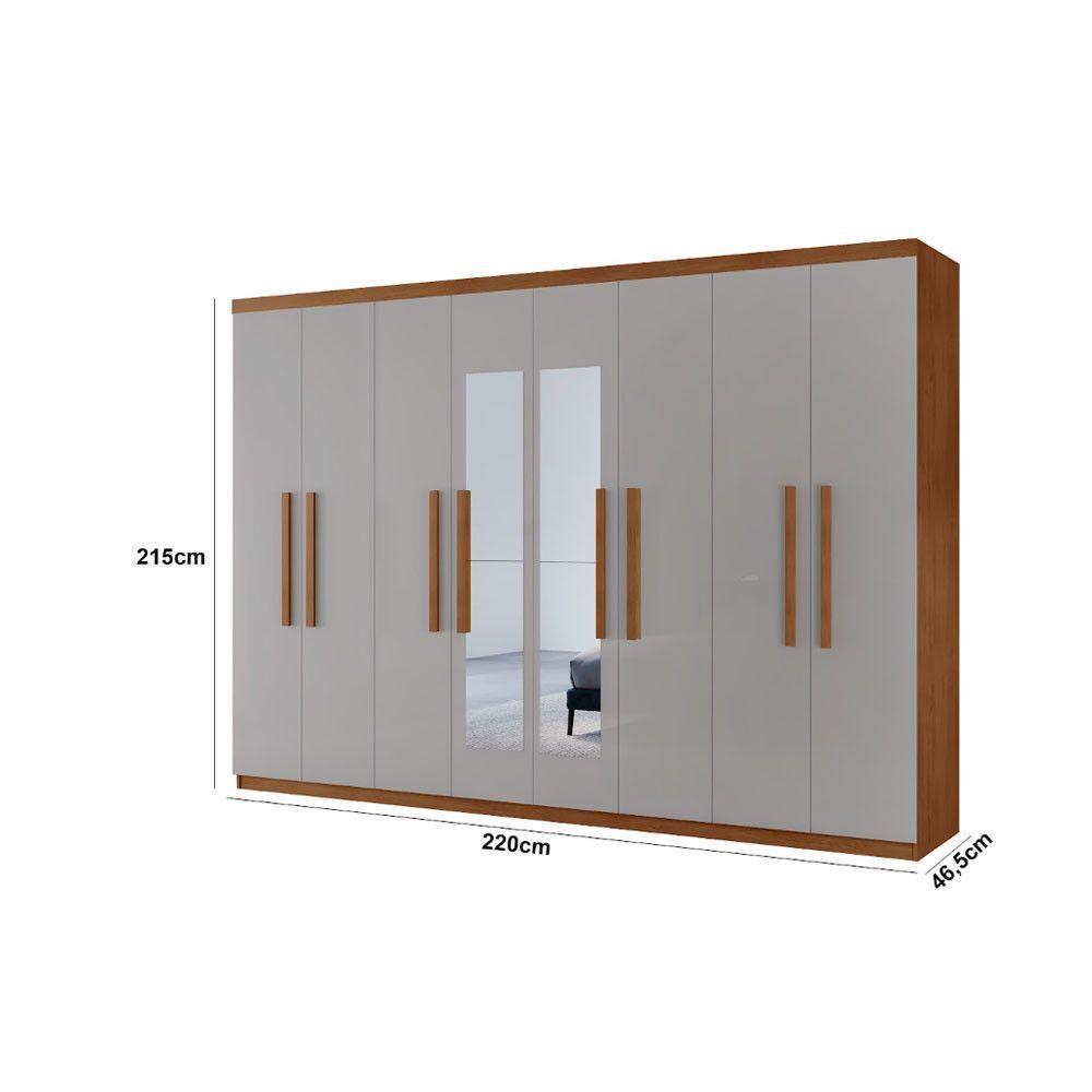 Guarda Roupa Casal Hera Premium Com Espelho 8 Portas Moderna Naturalle/off White - 3