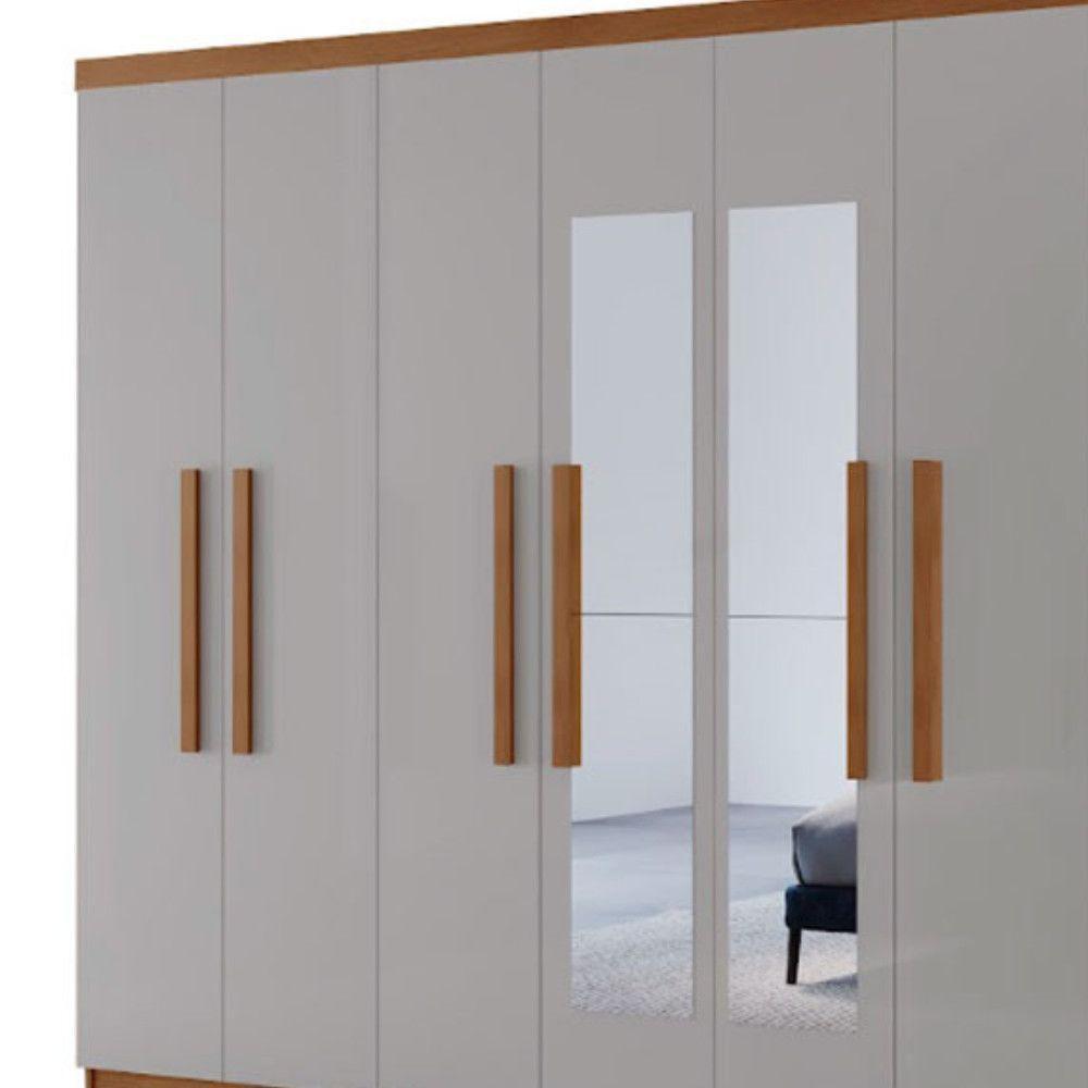 Guarda Roupa Casal Hera Premium Com Espelho 8 Portas Moderna Naturalle/off White - 7