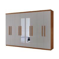 Guarda Roupa Casal Hera Premium Com Espelho 8 Portas Moderna Naturalle/off White - 2