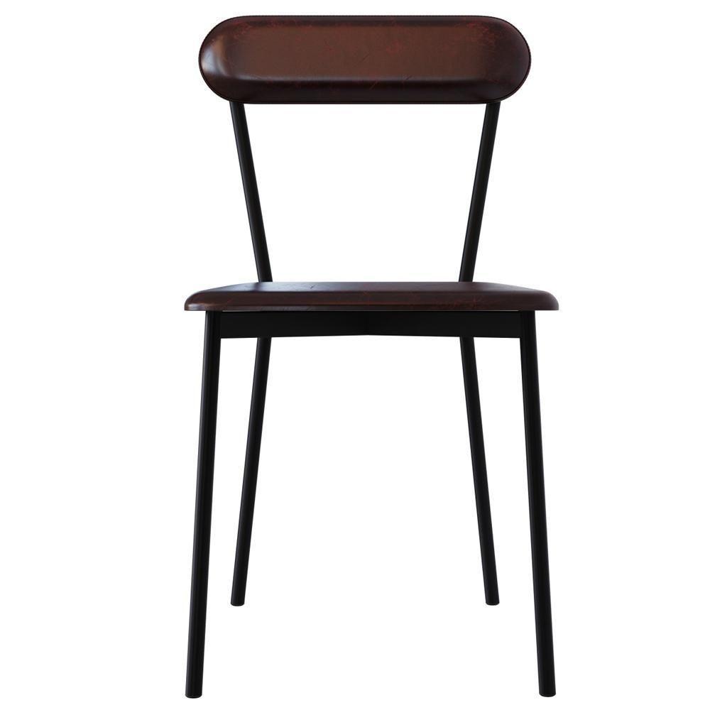 Kit 02 Cadeiras Estofada Para Sala De Jantar Liora Preto C01 Courino Café - Lyam Decor - 3