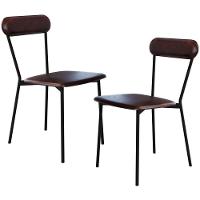 Kit 02 Cadeiras Estofada Para Sala De Jantar Liora Preto C01 Courino Café - Lyam Decor - 1