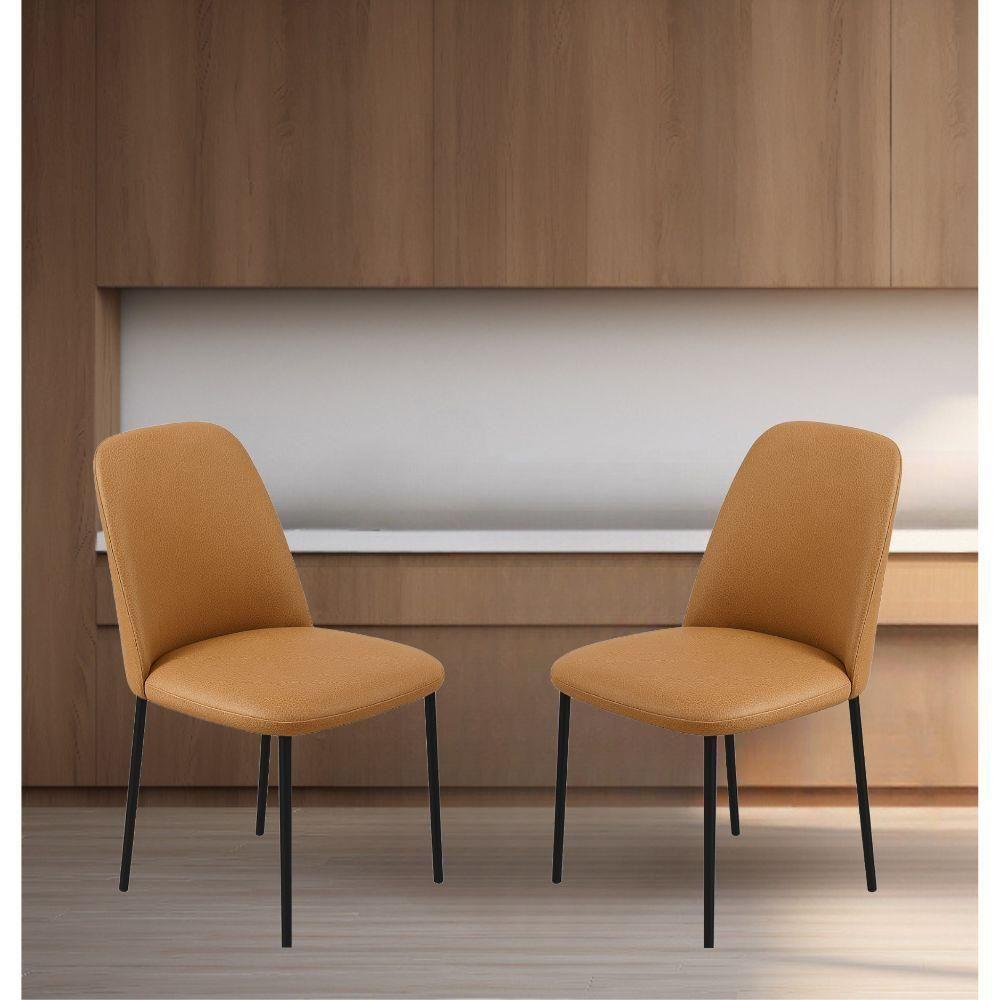 Conjunto 2 Cadeiras Londres Couro Bege Metal Preto - 2