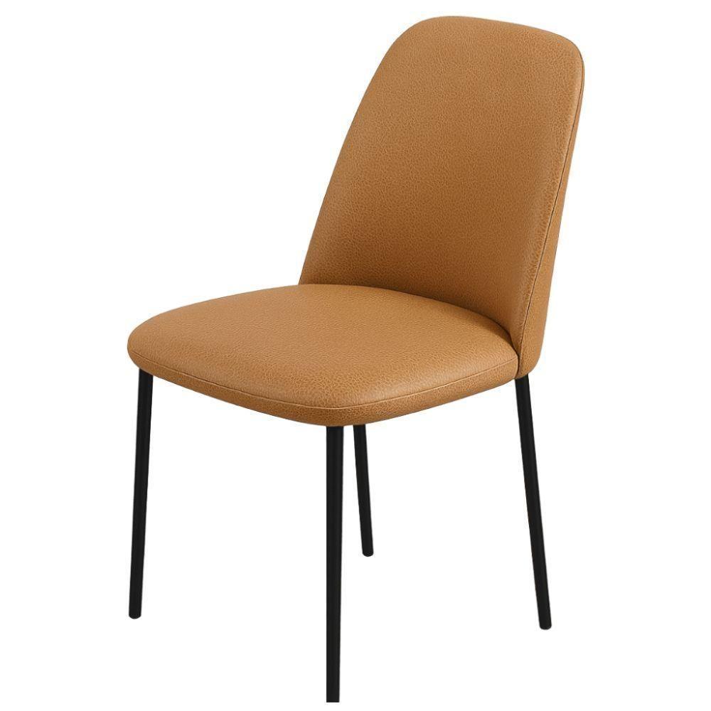 Conjunto 2 Cadeiras Londres Couro Bege Metal Preto - 4