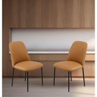 Conjunto 2 Cadeiras Londres Couro Bege Metal Preto - 2