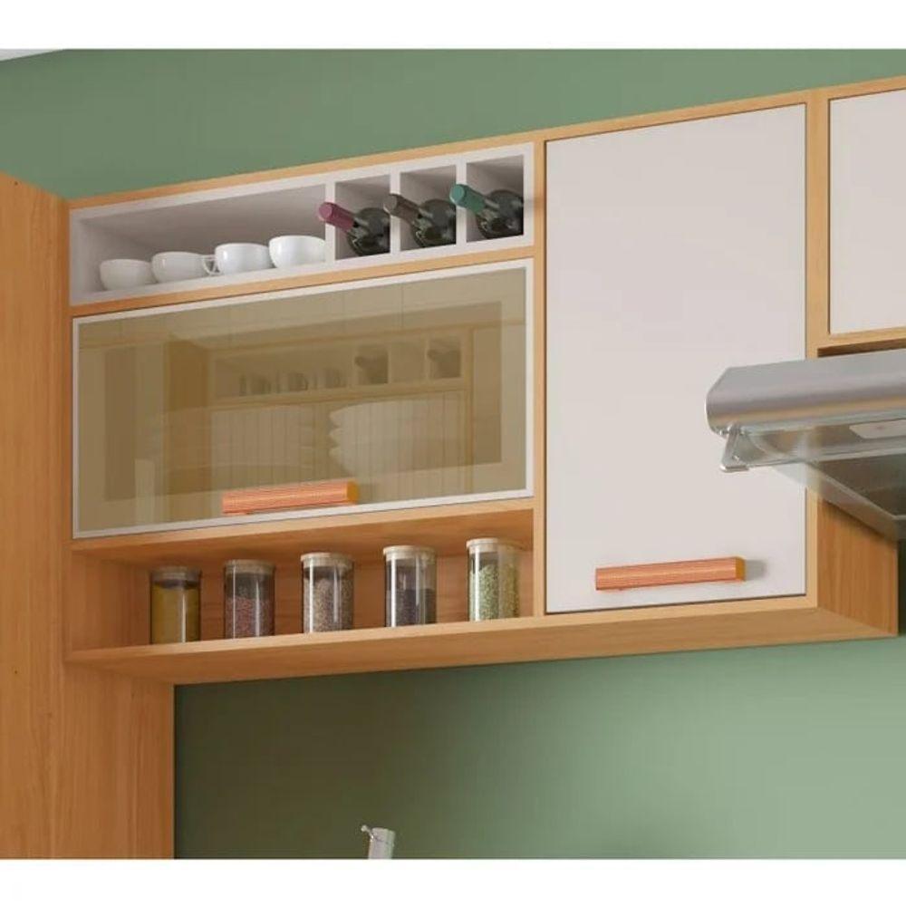 Armário Aéreo 2 Portas 120cm Vidro Reflecta Nicho Adega Nápoles - Itatiaia Cinamomo-off White - 4