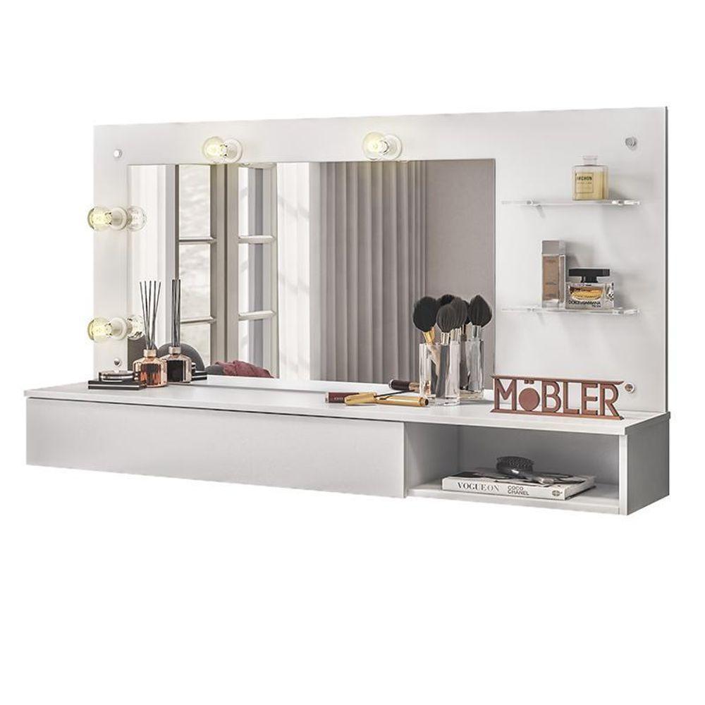 Penteadeira Camarim Suspensa Lumiere Branco Fosco - Mobler Branco Fosco - 1