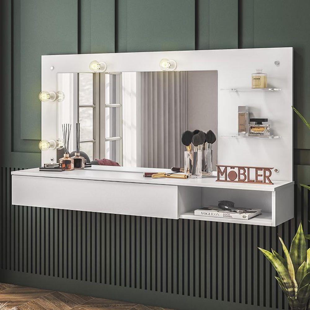 Penteadeira Camarim Suspensa Lumiere Branco Fosco - Mobler Branco Fosco - 2