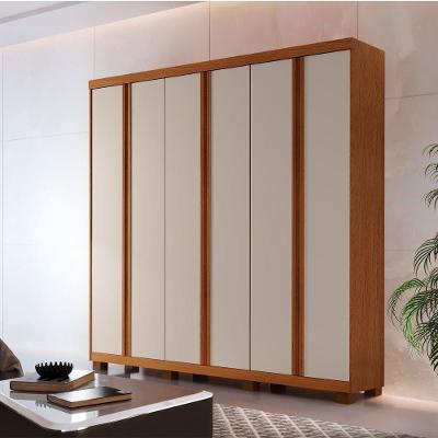 Guarda Roupa Casal Boston 6 Portas de Bater 4 Gavetas Imbuia-off White MDF