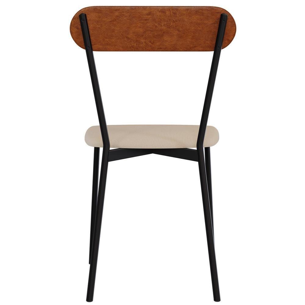 Cadeira Estofada Para Sala De Jantar Liora Preto C01 Linho Areia Courino Caramelo - Lyam Decor - 7