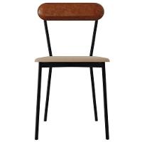 Cadeira Estofada Para Sala De Jantar Liora Preto C01 Linho Areia Courino Caramelo - Lyam Decor - 3