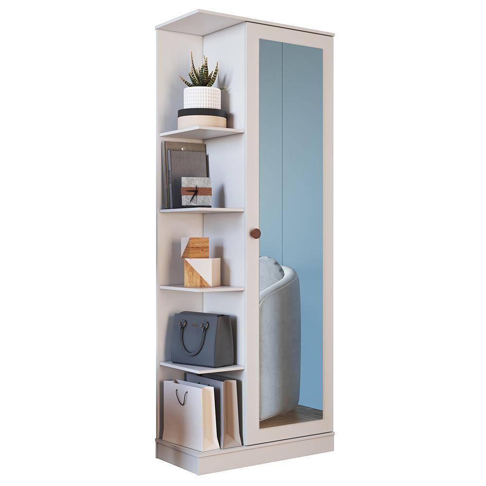 Armário Multiuso Sapateira Camile 1 Porta Branco Com Espelho - Indékes Branco - 1